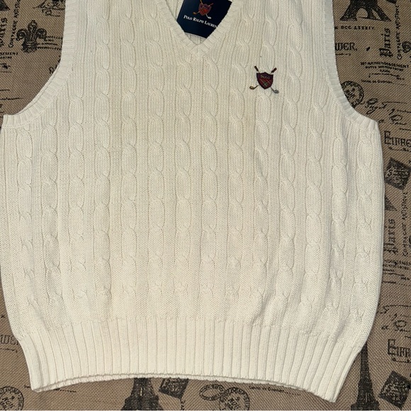 Polo Golf Ralph Lauren NWT! Vintage Men'S Ivory Knit V-Neck Sweater Vest Size L - Picture 4 of 16